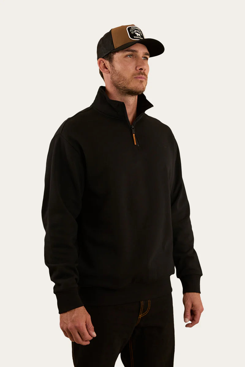 Ringers Mens Western Strand 1/4 Zip Crew - Black