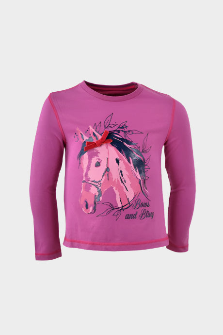 Thomas Cook Girls Bow Horse Long Sleeve Tee (Purple)