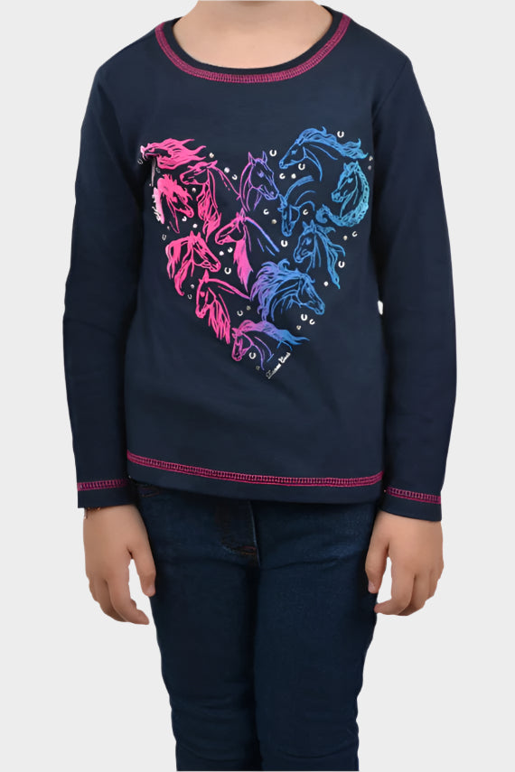 Thomas Cook Girls Pony Heart Long Sleeve Tee (Navy)