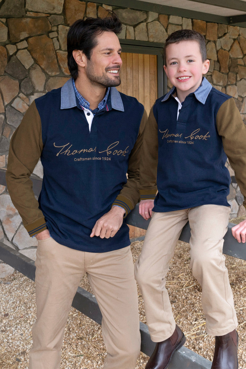 THOMAS COOK MENS HAMILTON RUGBY (NAVY/DARK TAN)-CLEARANCE