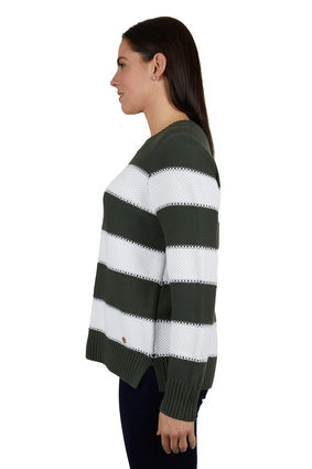 THOMAS COOK WOMENS ALISON JUMPER (KHAKI/WHITE) (CLEARANCE)