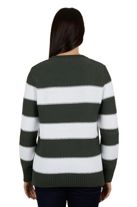 THOMAS COOK WOMENS ALISON JUMPER (KHAKI/WHITE) (CLEARANCE)