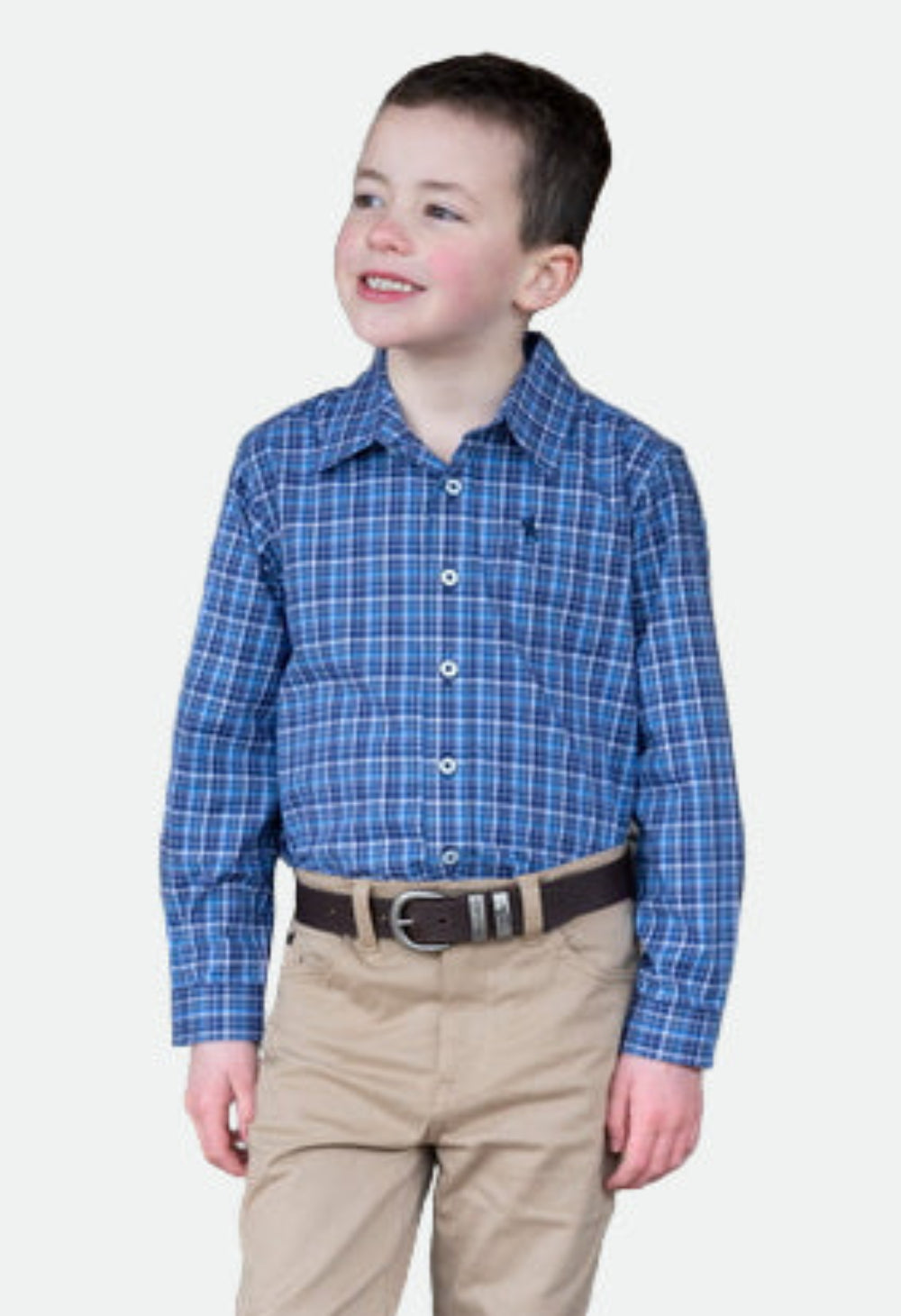 THOMAS COOK BOYS ANGUS 1PKT L/S SHIRT (NAVY/BLUE)