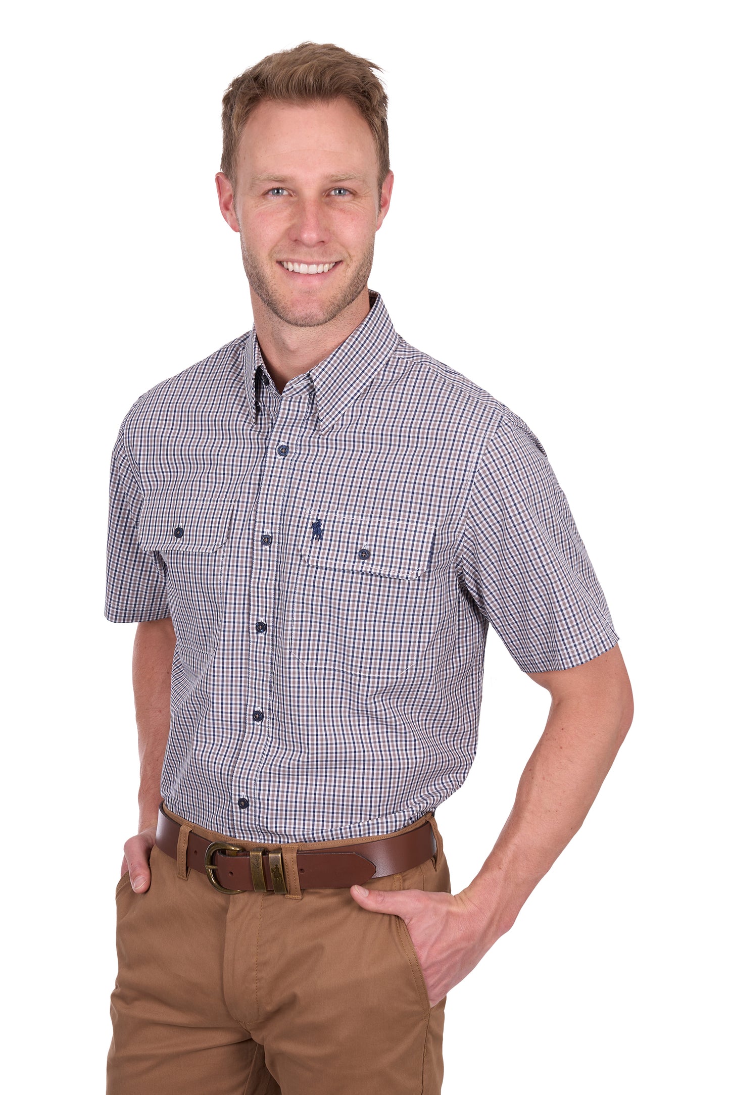 Thomas Cook Men's Will 2Pkt Ss Shirt - Navy/Tan