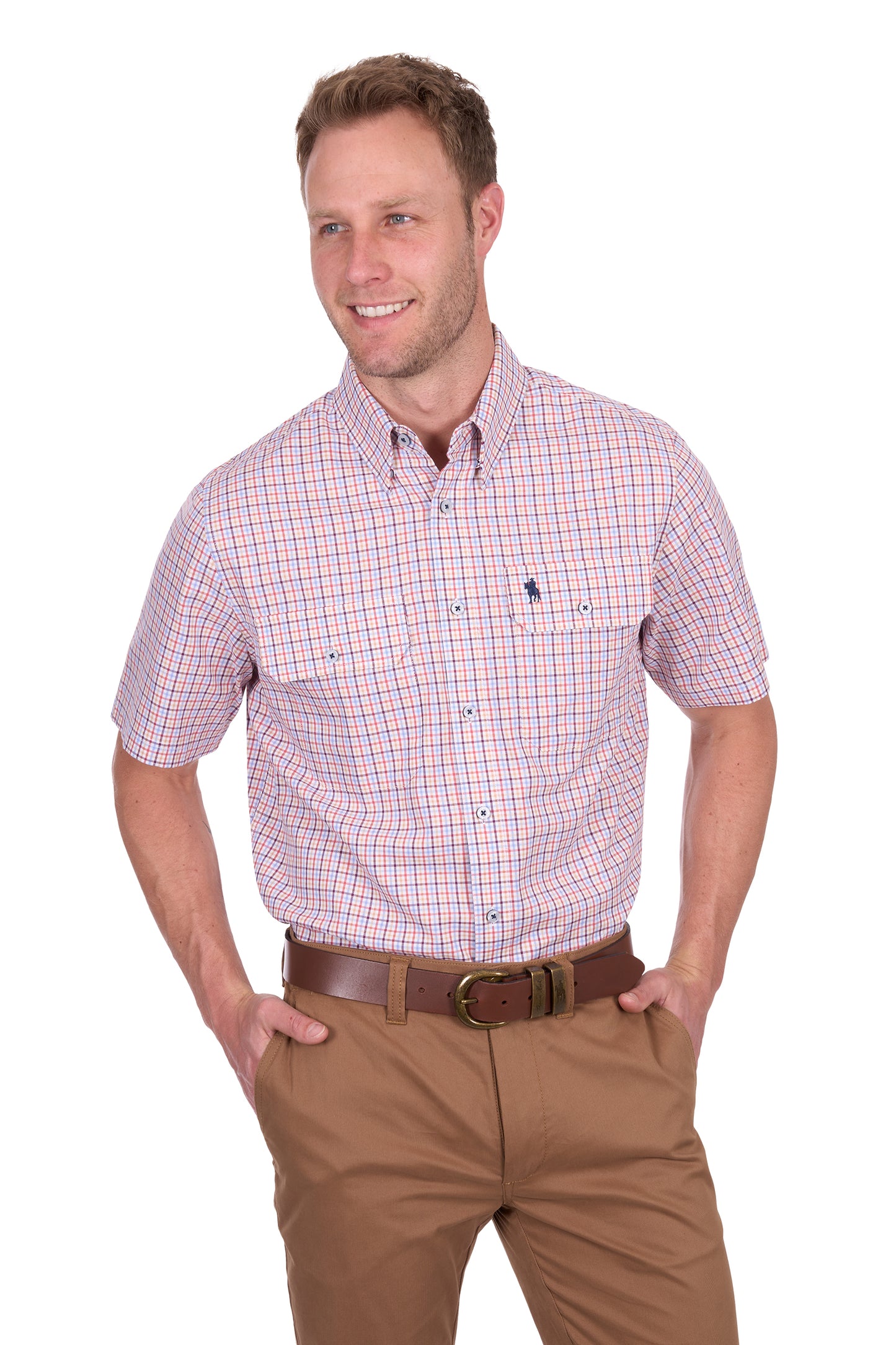 Thomas Cook Men's Robert 2Pkt Ss Shirt - Red/Tan