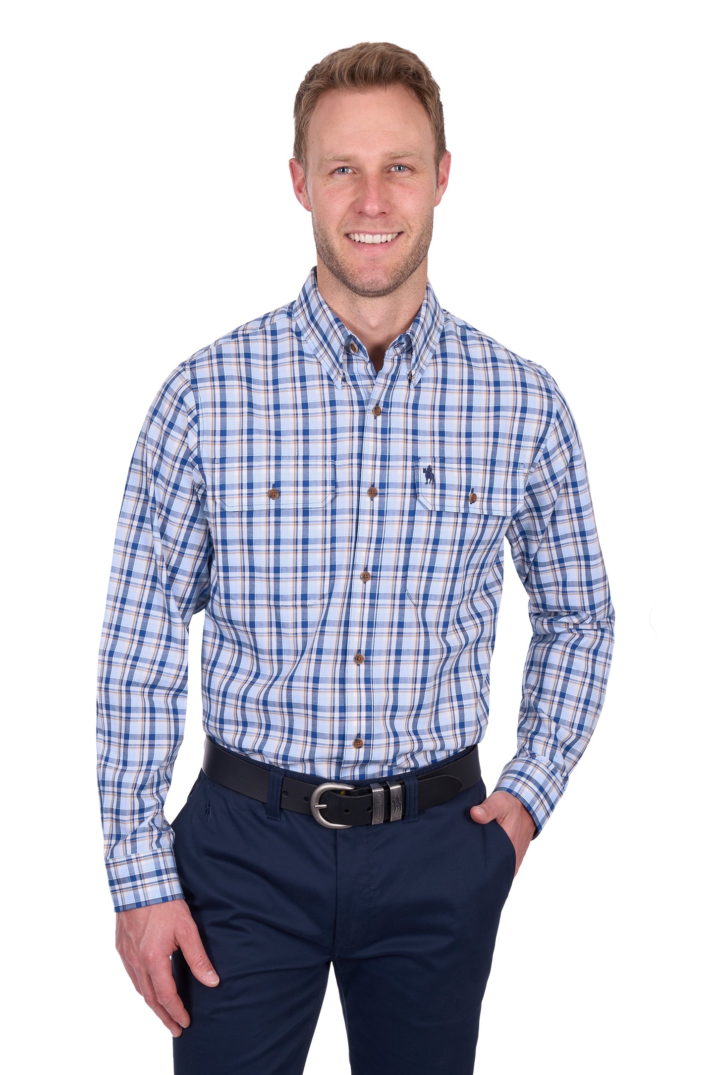 Thomas Cook Men's Thomas 2Pkt Ls Shirt - Navy/Lt. Blue