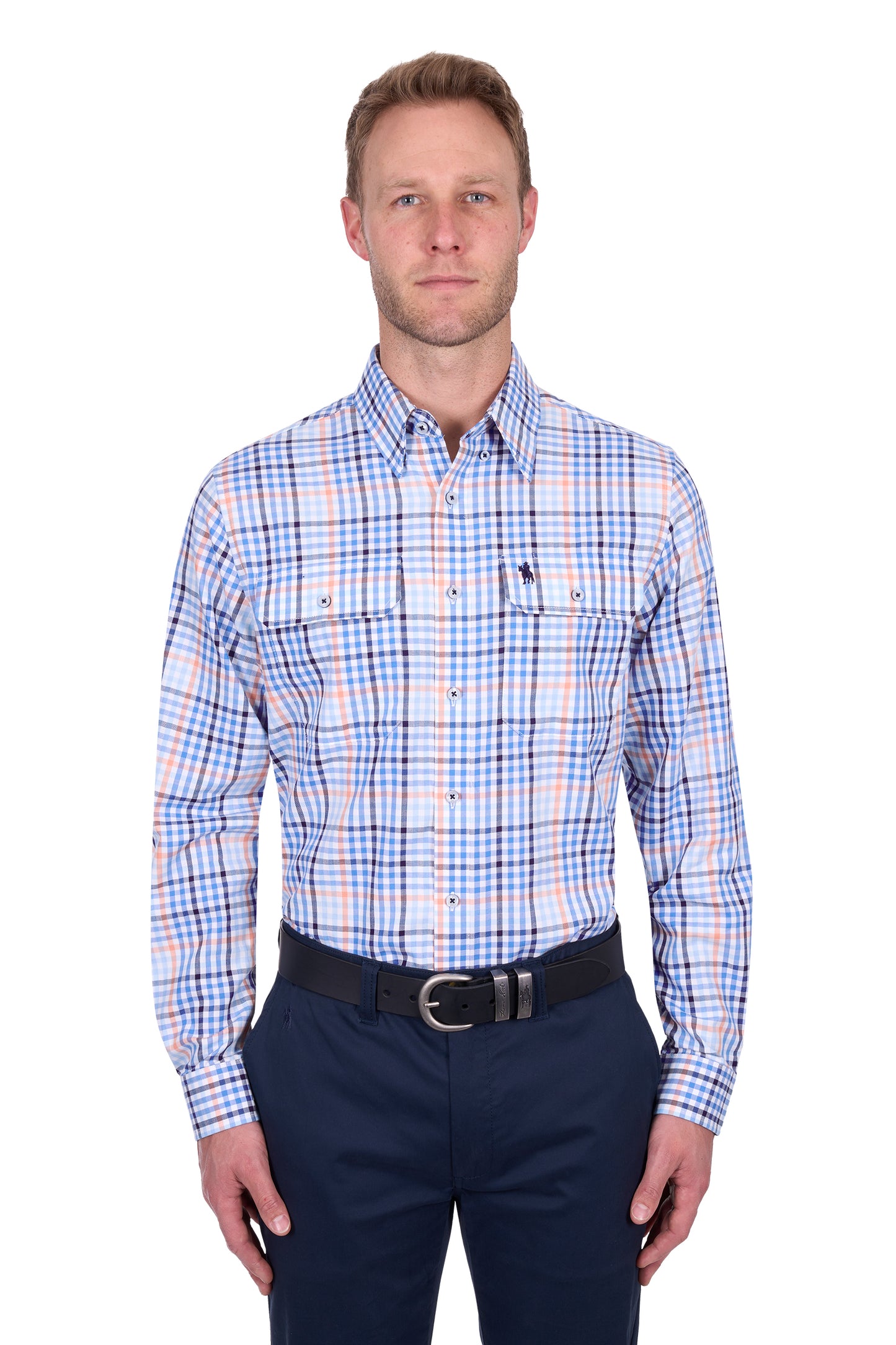 Thomas Cook Men's Mark 2Pkt Ls Shirt - Navy/Melon