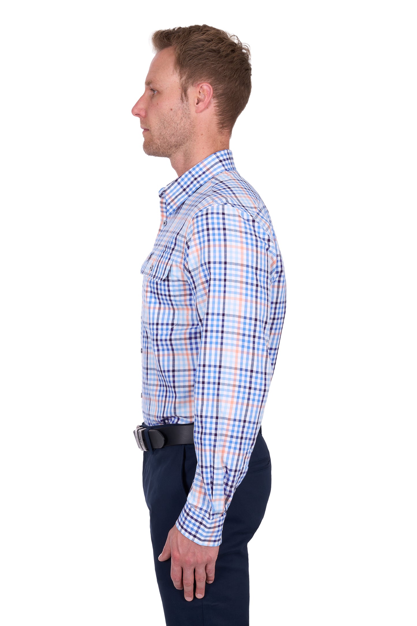 Thomas Cook Men's Mark 2Pkt Ls Shirt - Navy/Melon