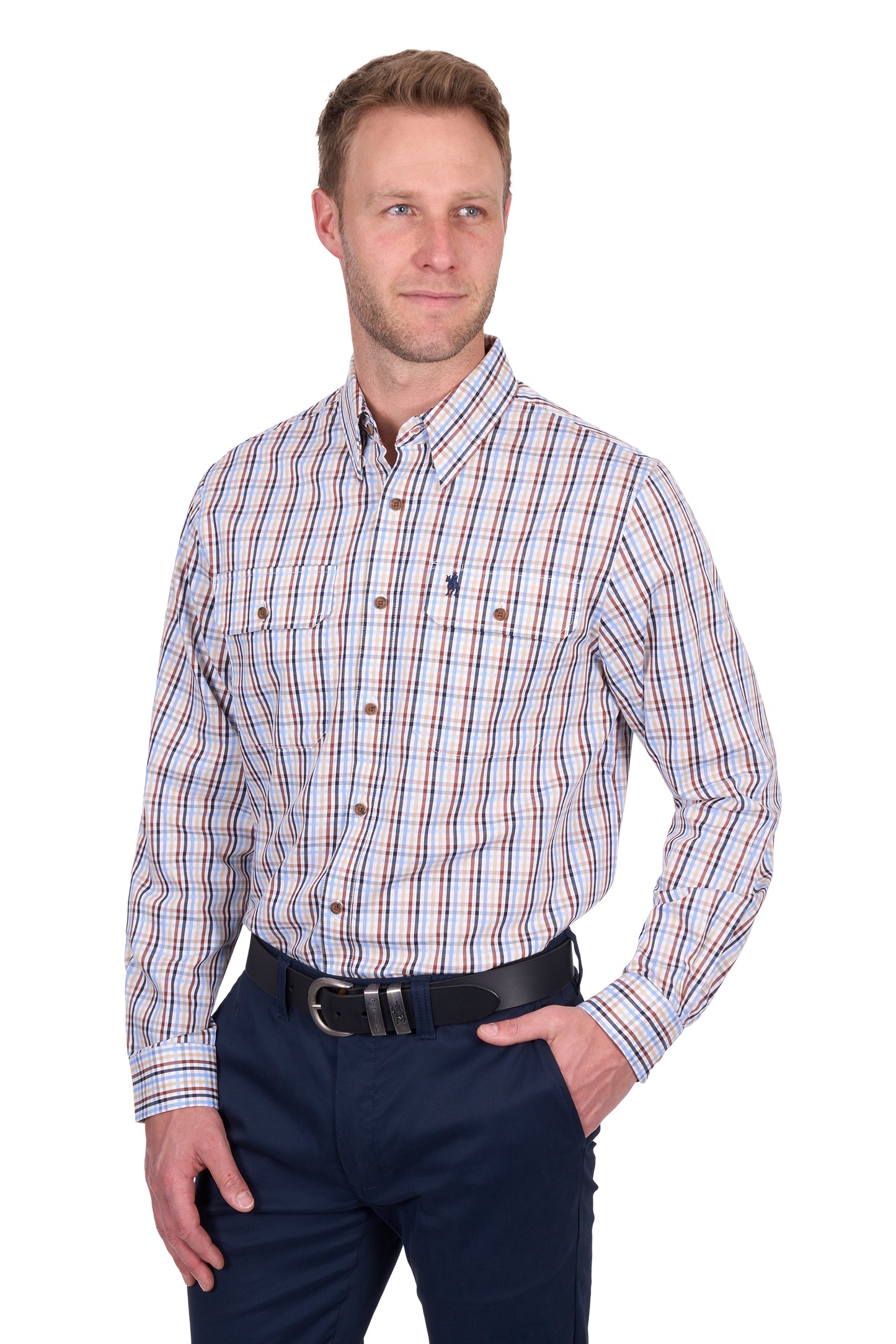 Thomas Cook Men's Scott 2Pkt Ls Shirt - Navy/Tan