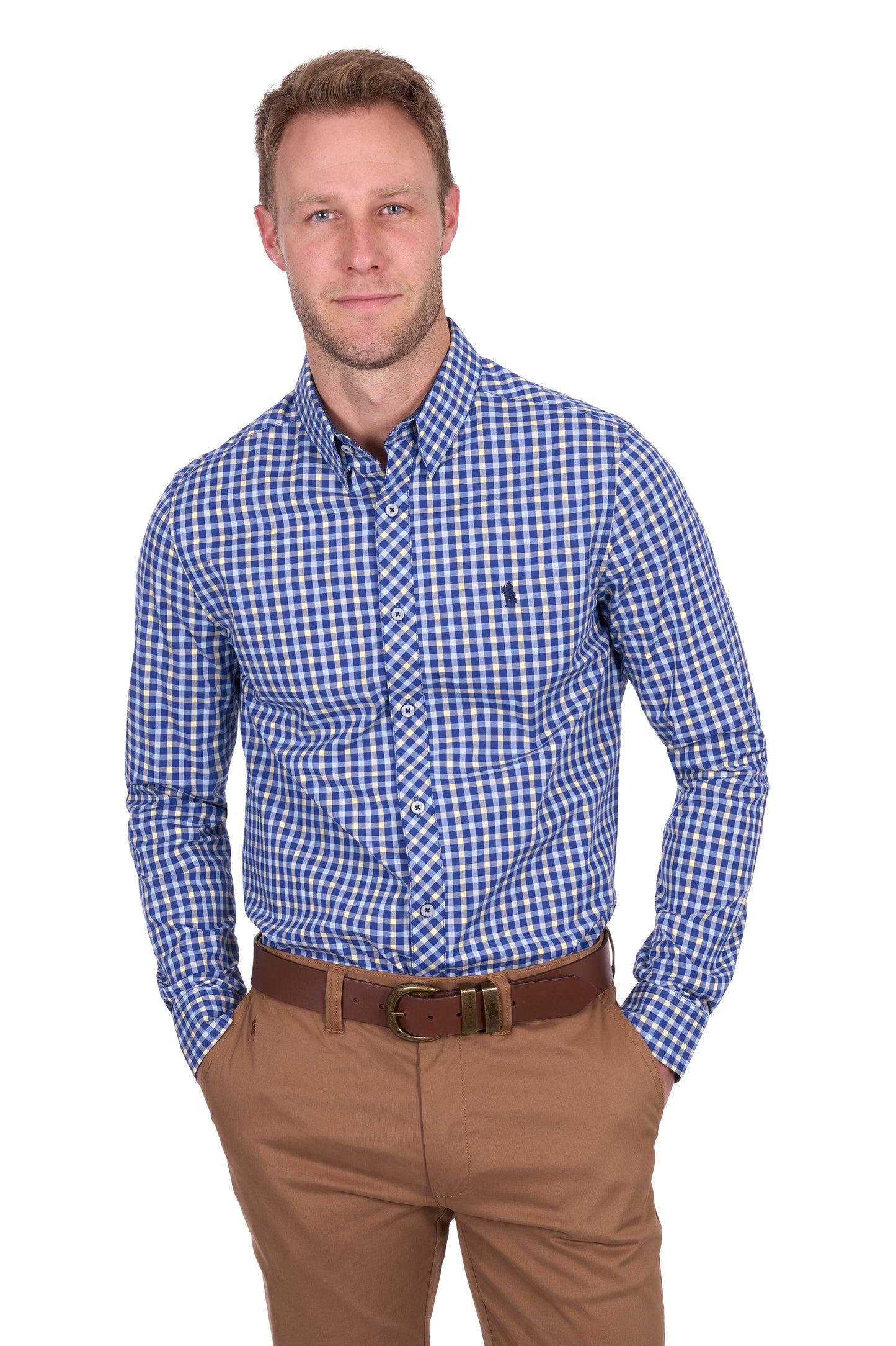 Thomas Cook Men's James Tailored Ls Shirt - Royal/Yellow