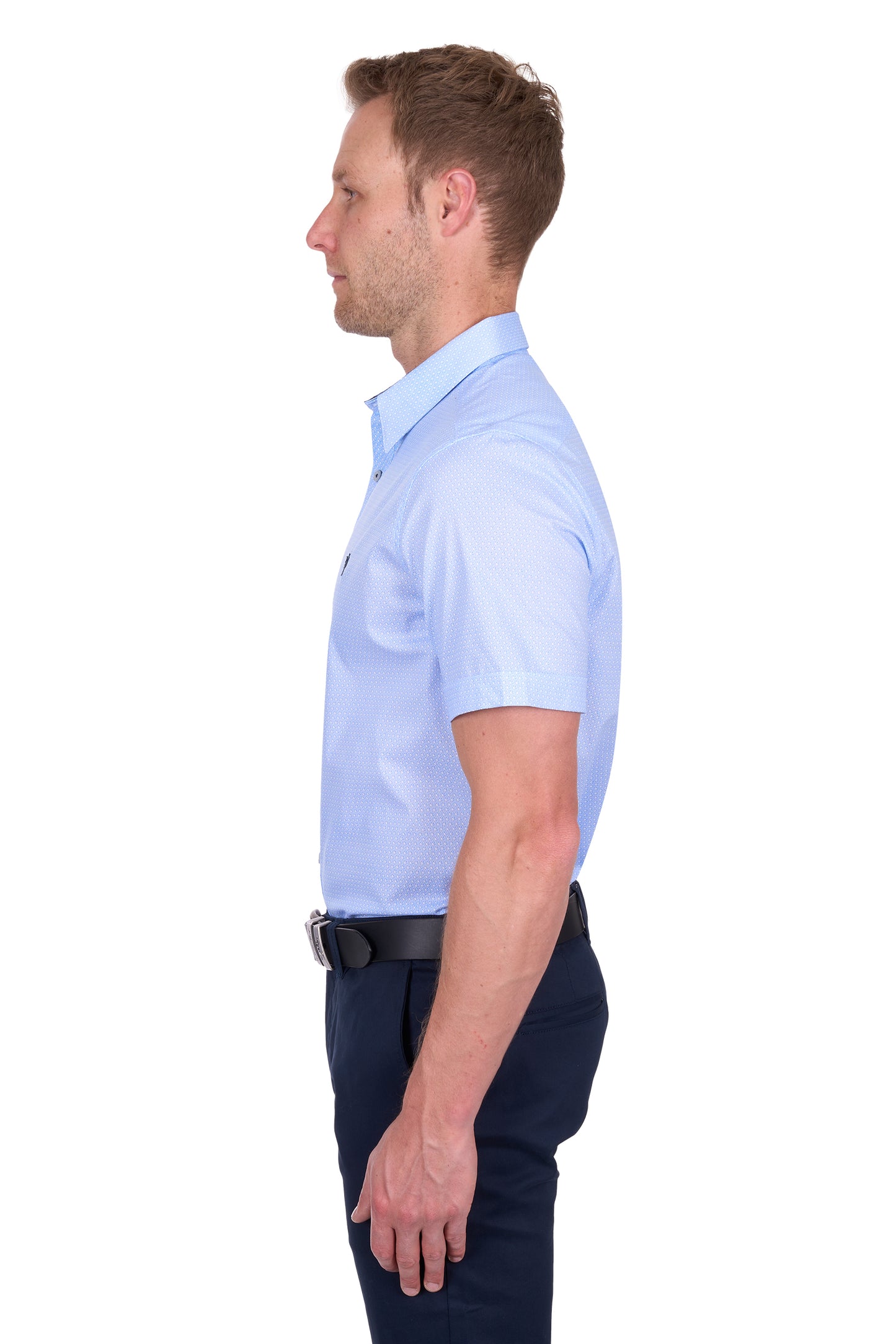 Thomas Cook Michael Tailored Short Sleeve Shirt - White/Royal