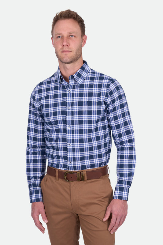 Thomas Cook Men's Dale Linen Ls Shirt - Navy/White