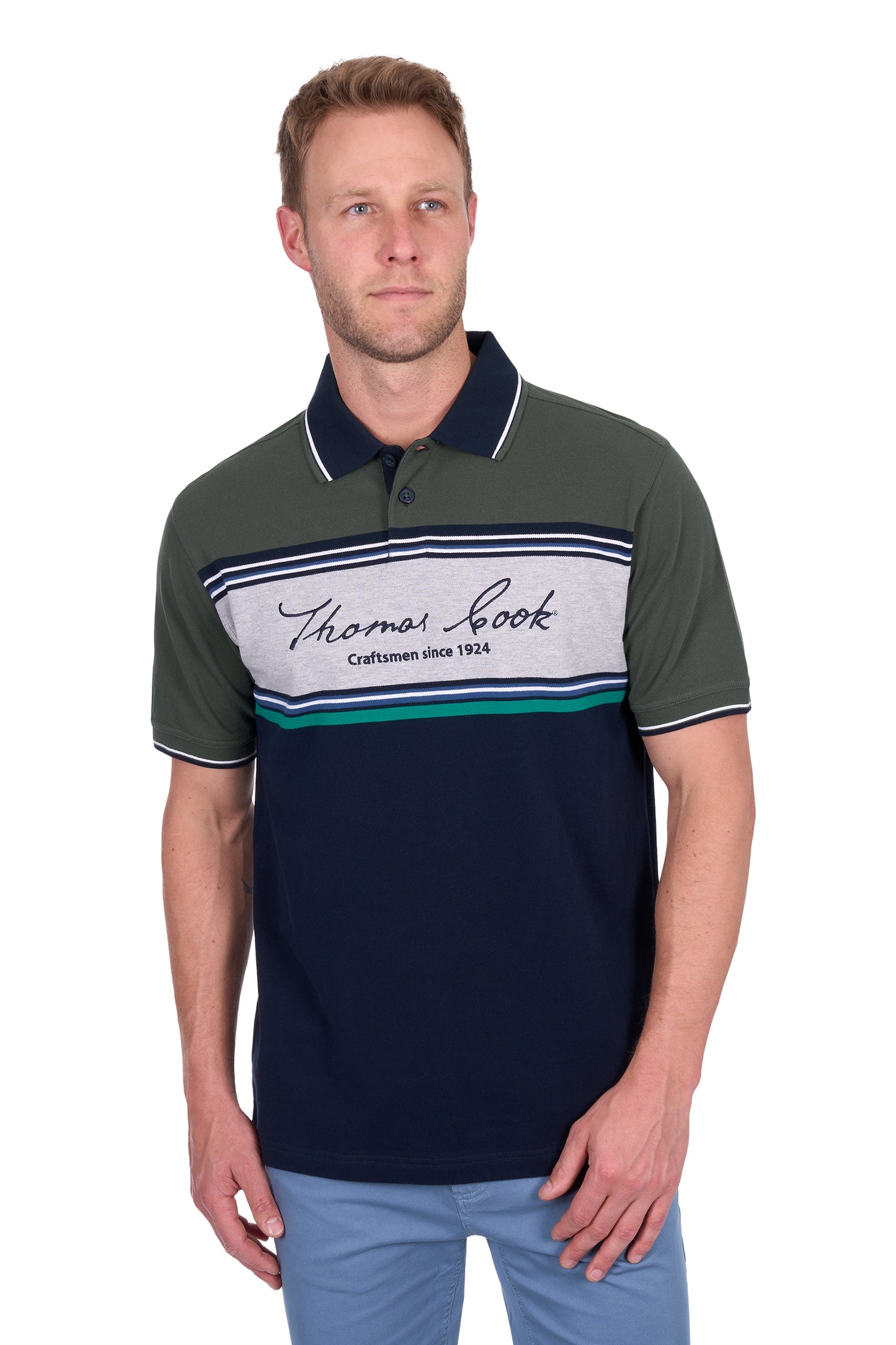 Thomas Cook Men's Andy Tailored Ss Polo - Navy/Green