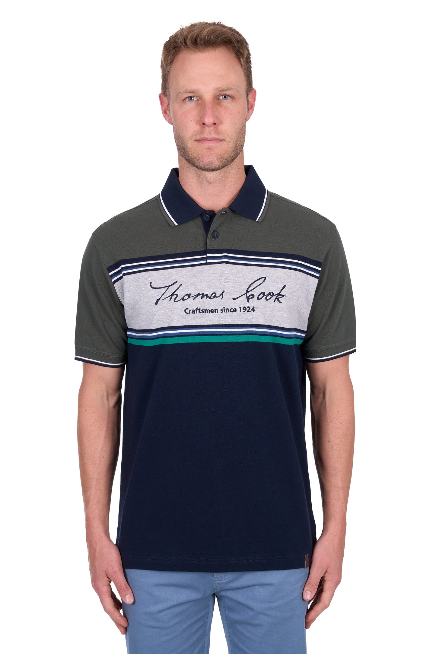 Thomas Cook Men's Andy Tailored Ss Polo - Navy/Green
