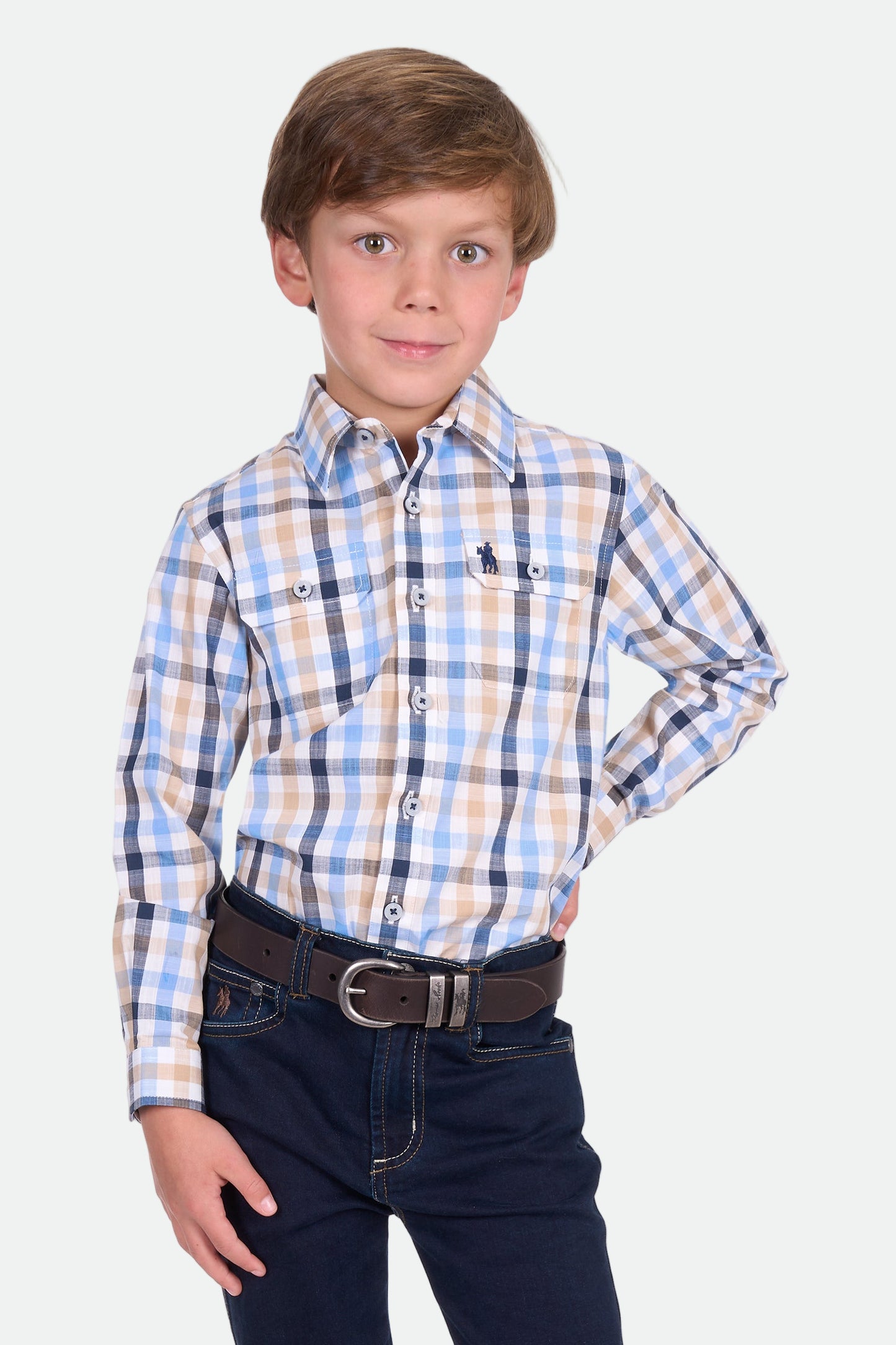 Thomas Cook Boy's Jesse 2Pkt Ls Shirt - Navy/Tan