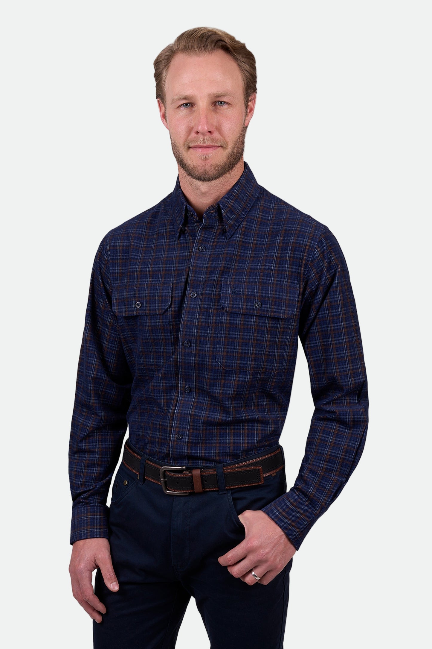 Thomas Cook Men's MAX THRML 2PKT LS Shirt -Navy/Tan