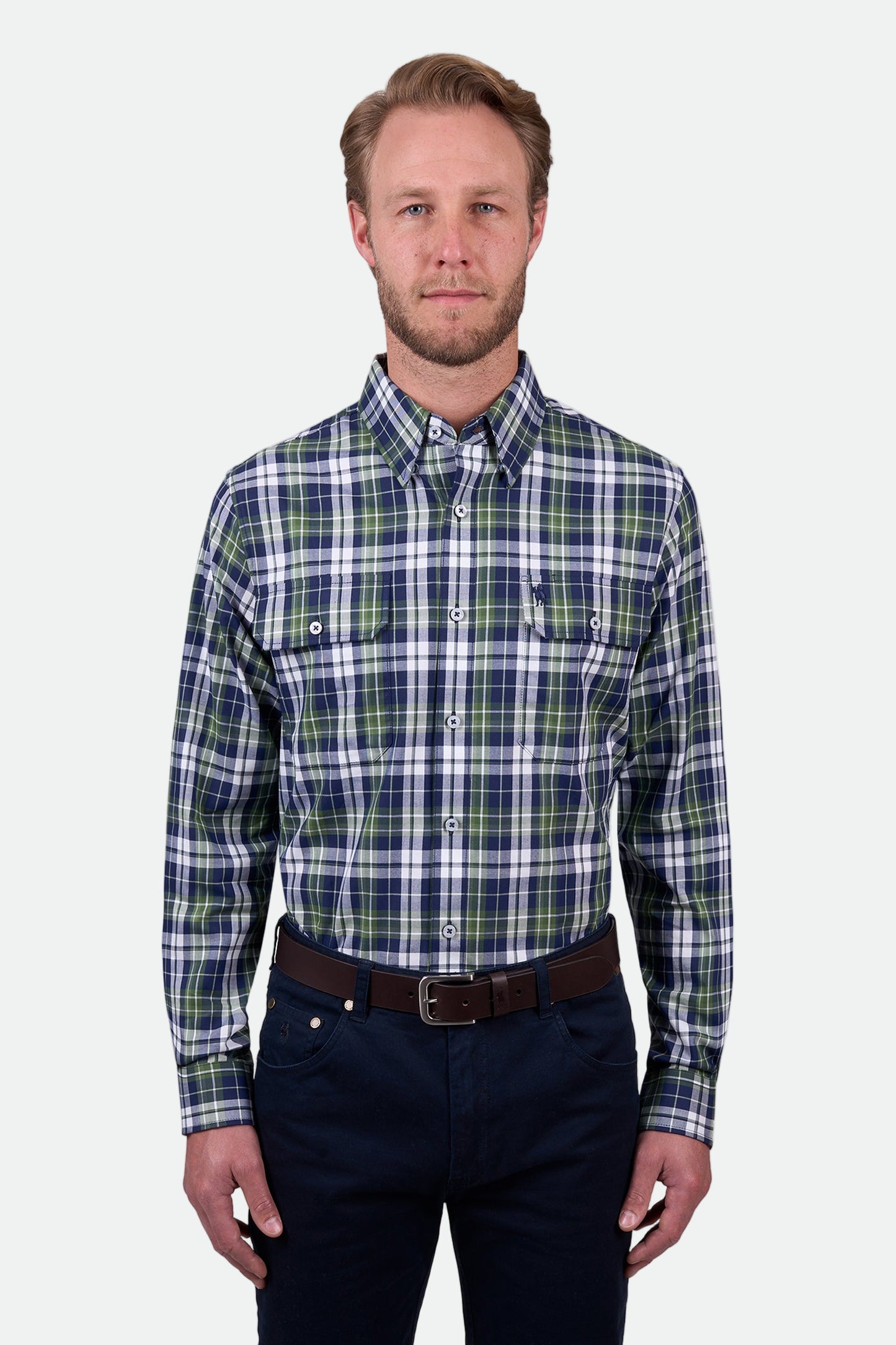 Thomas Cook Men's SHANE 2PKT LS Shirt -Navy/Green- CLEARANCE