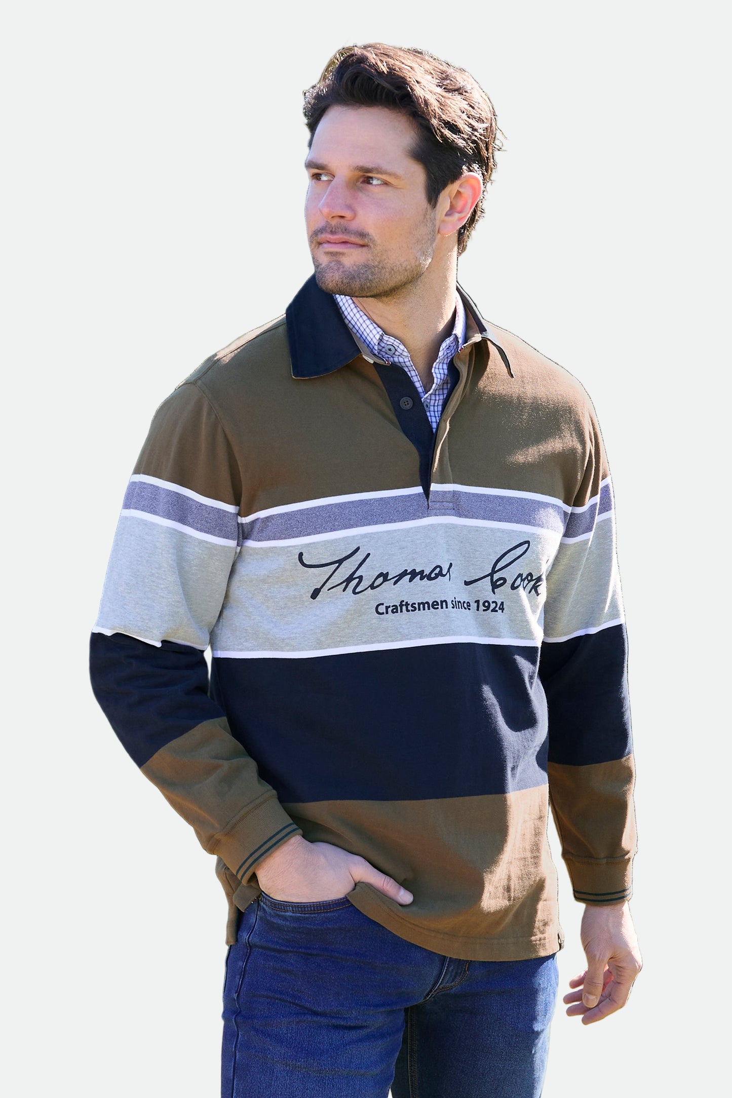 Thomas Cook Men's TOM RUGBY - DARK TAN/GREY MARLE