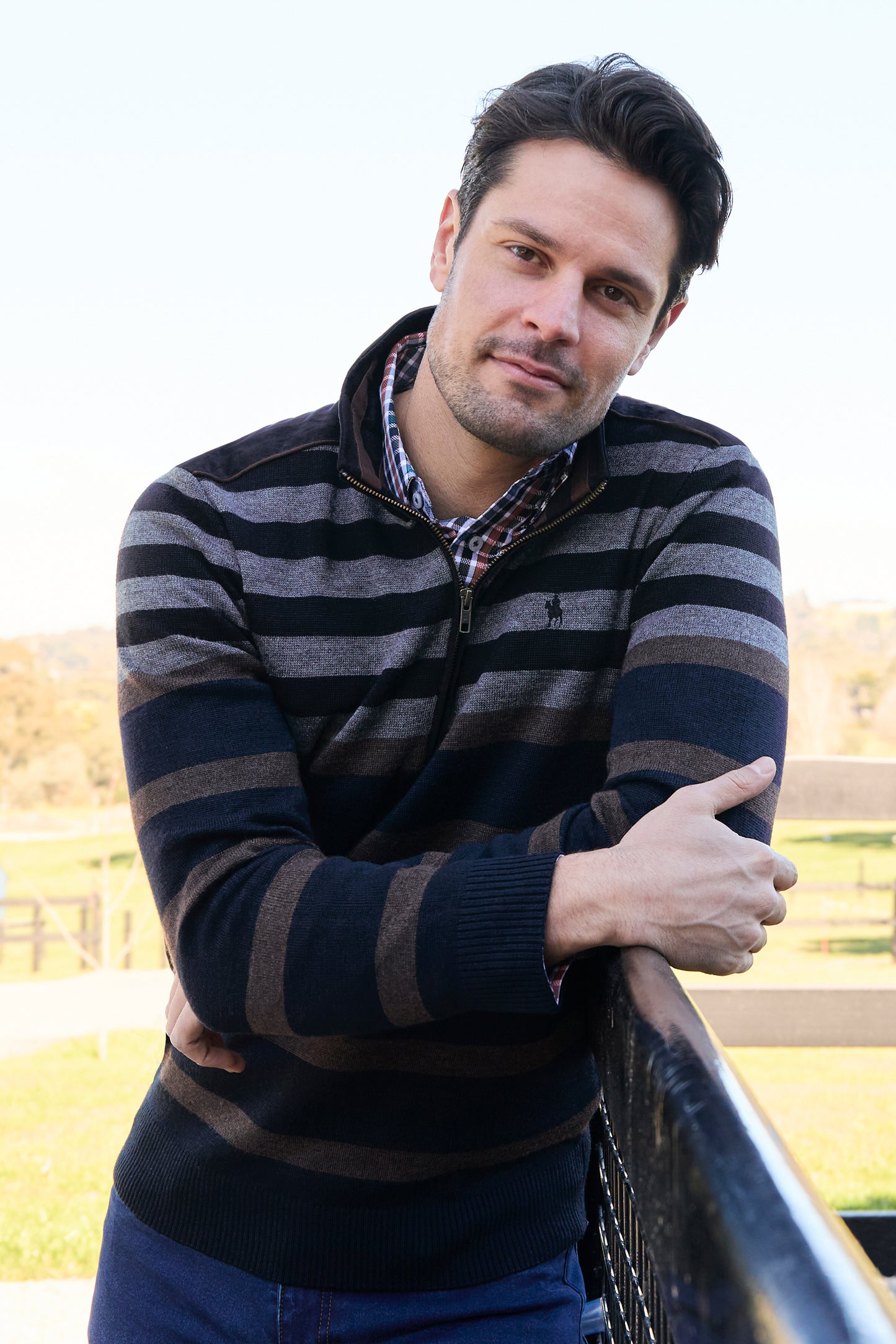 Thomas Cook Men's YORK 1/4 ZIP JUMPER - NAVY/TAN