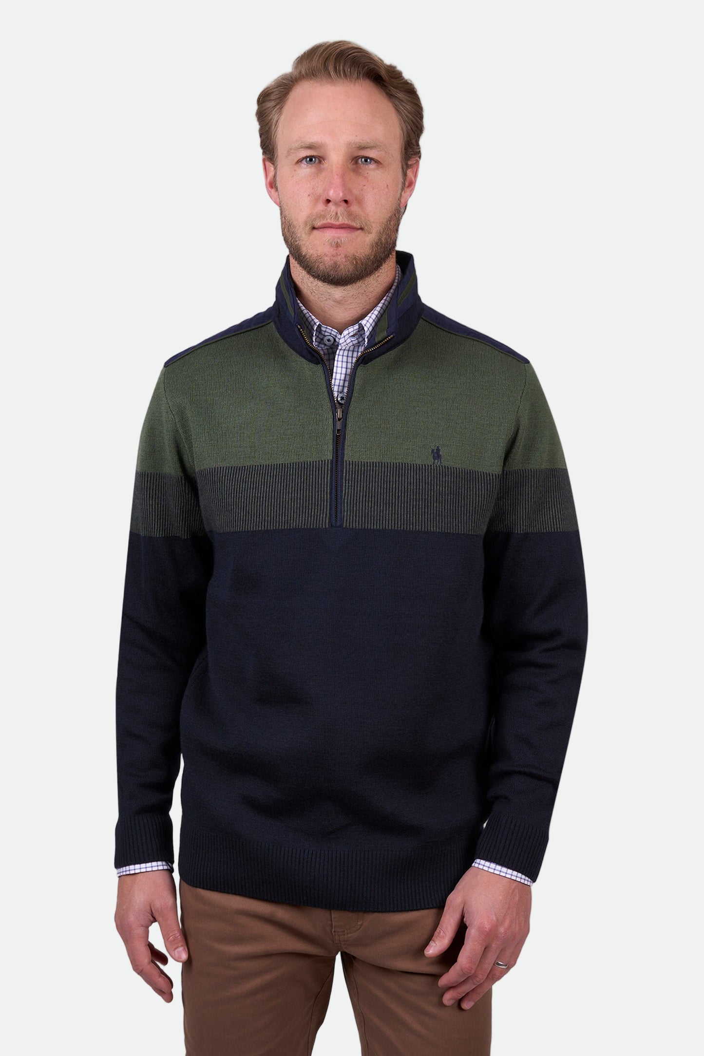 Thomas Cook Men's ROY 1/4 ZIP JUMPER - NAVY/DARK GREEN