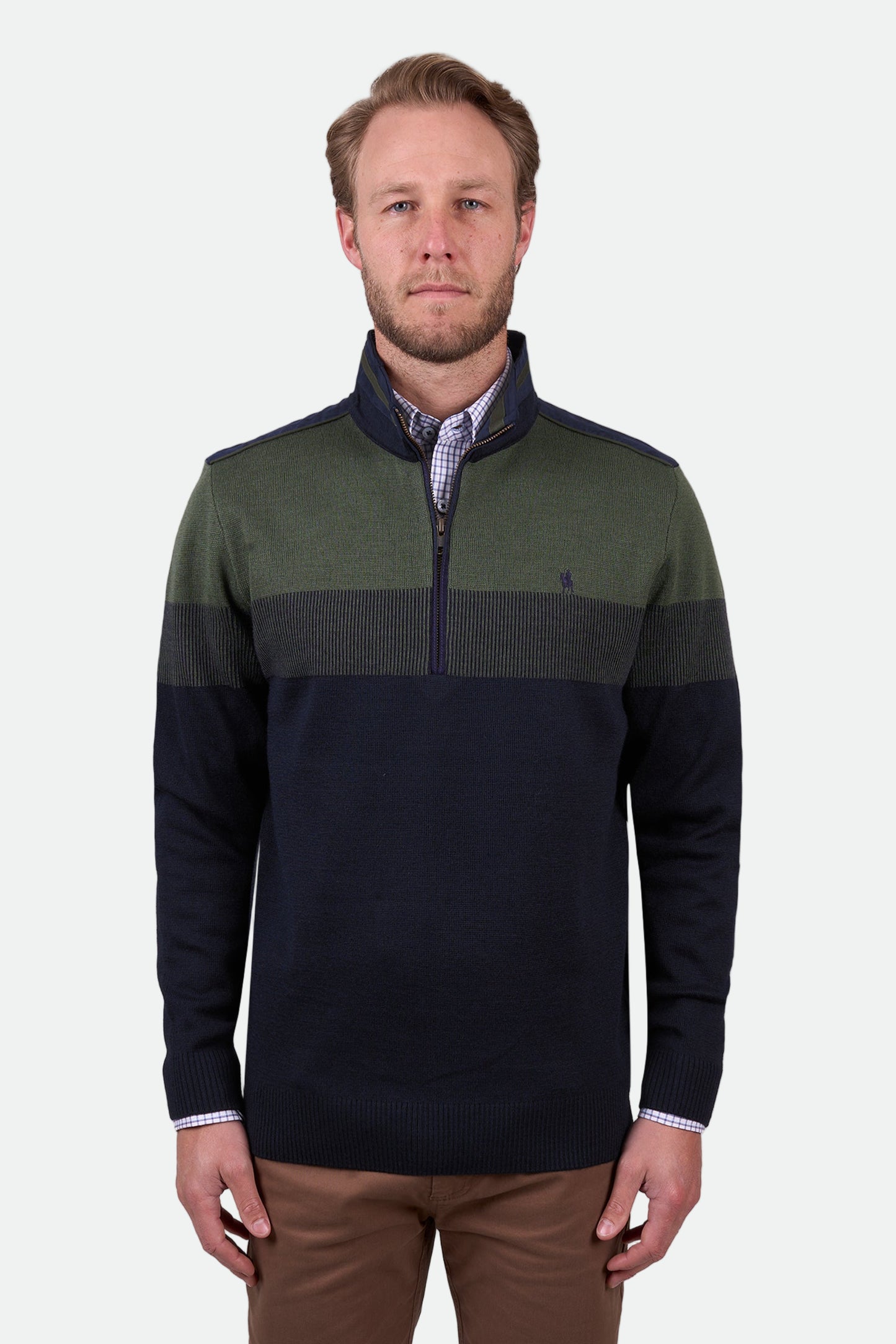 Thomas Cook Men's ROY 1/4 ZIP JUMPER - NAVY/DARK GREEN
