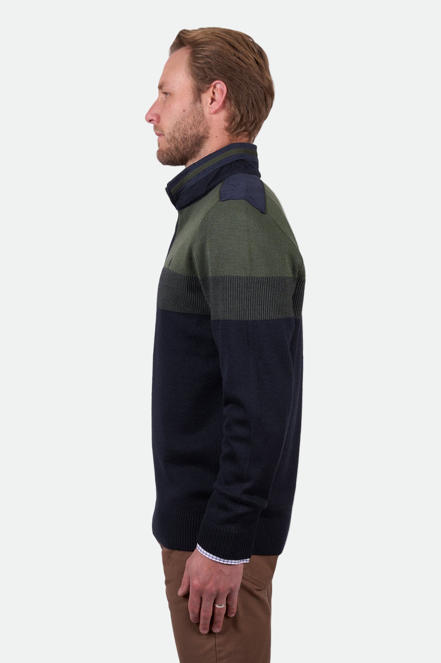 Thomas Cook Men's ROY 1/4 ZIP JUMPER - NAVY/DARK GREEN