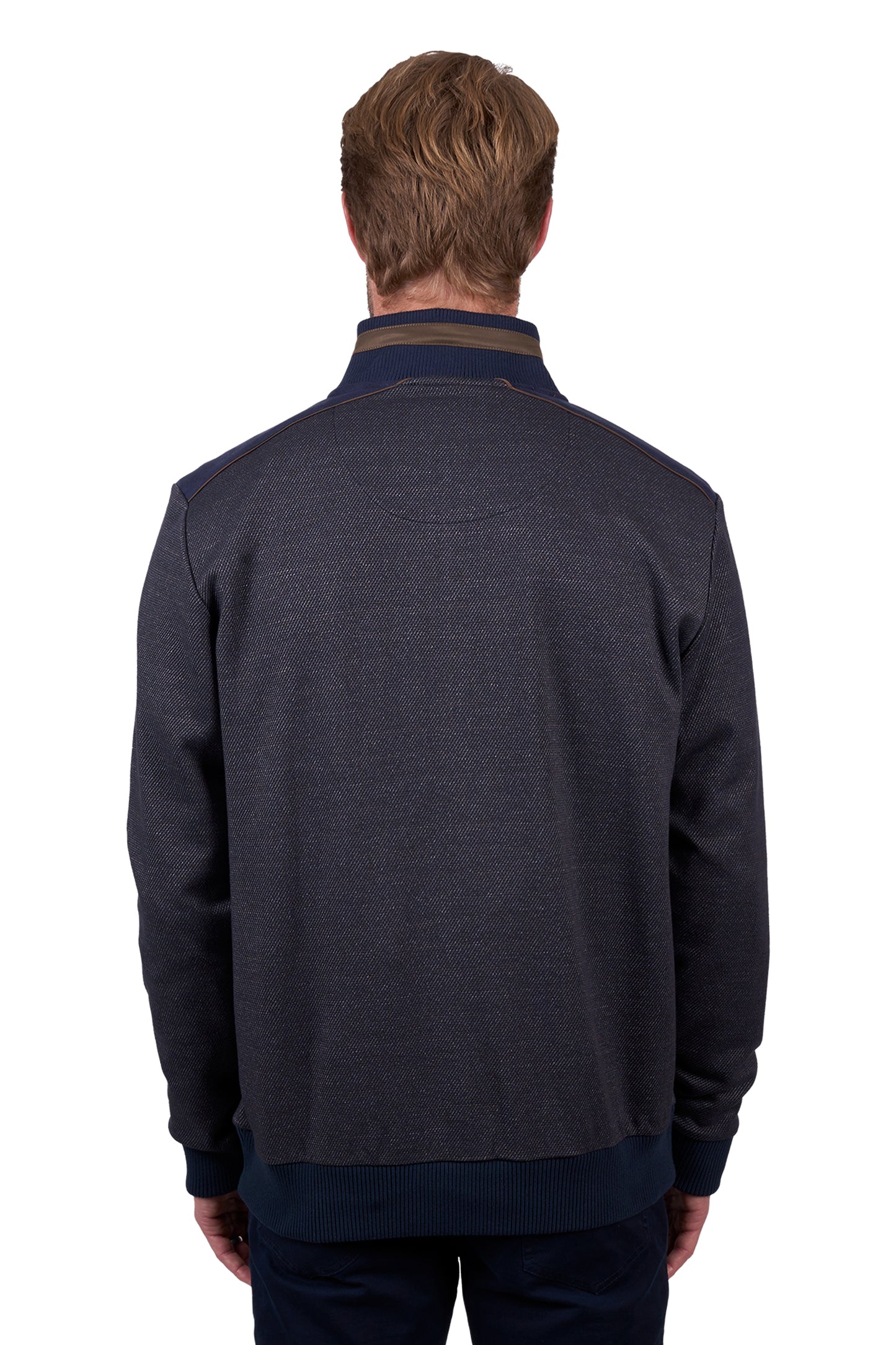 Thomas Cook Men's BLAKE 1/4 ZIP JUMPER - NAVY/TAN