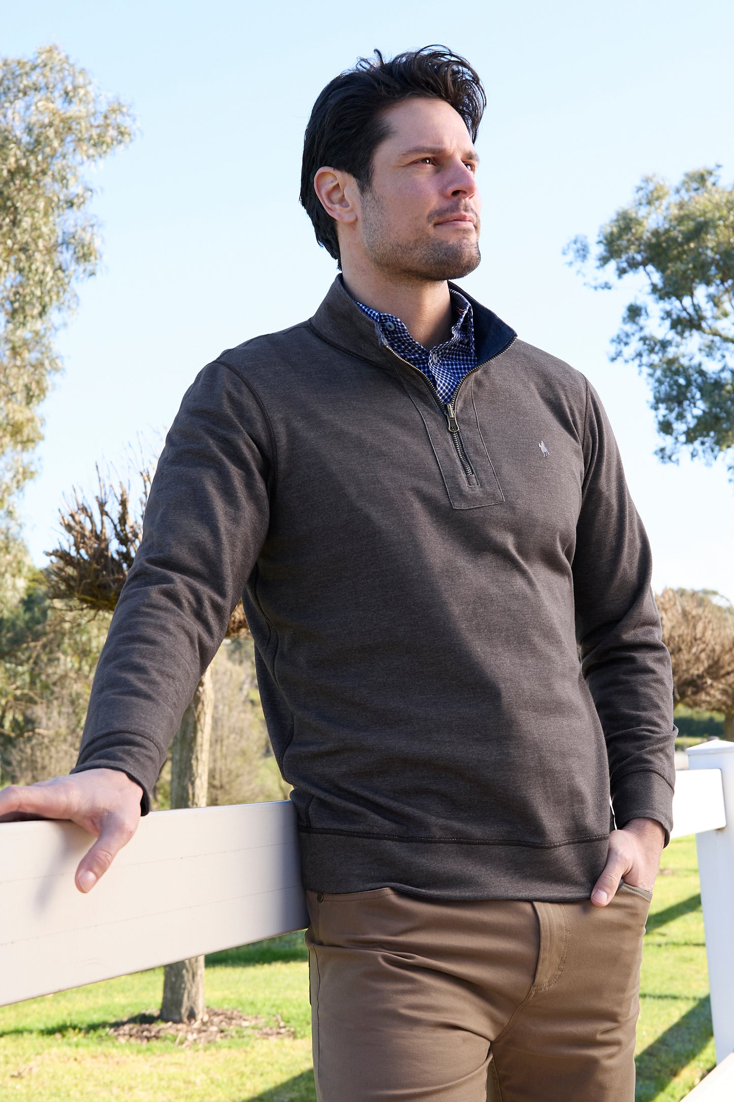 Thomas Cook Men's VIC REVS 1/4 ZIP JUMPER - NAVY/DARK TAN