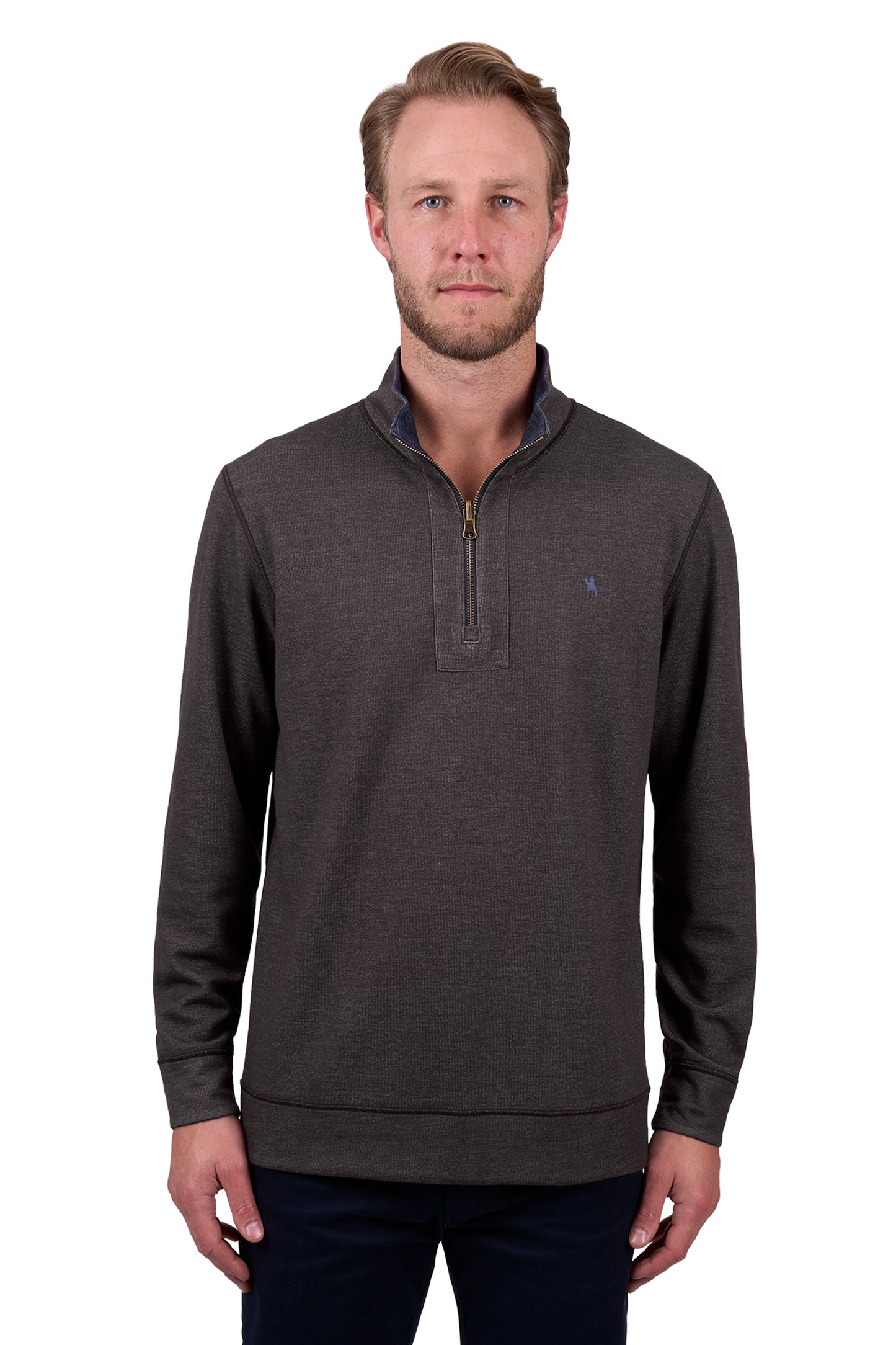 Thomas Cook Men's VIC REVS 1/4 ZIP JUMPER - NAVY/DARK TAN