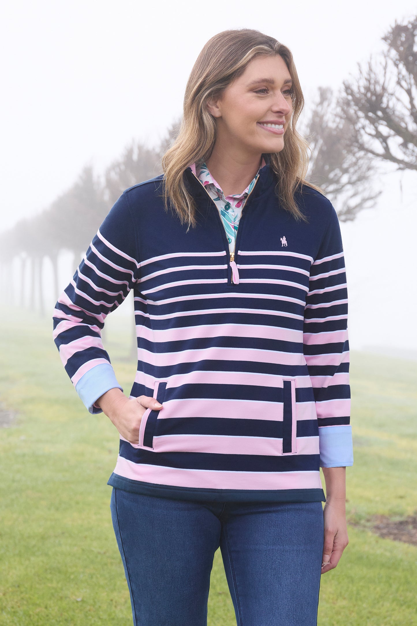 Thomas Cook Women's Cecilia 1/4 Zip Rugby - Pink