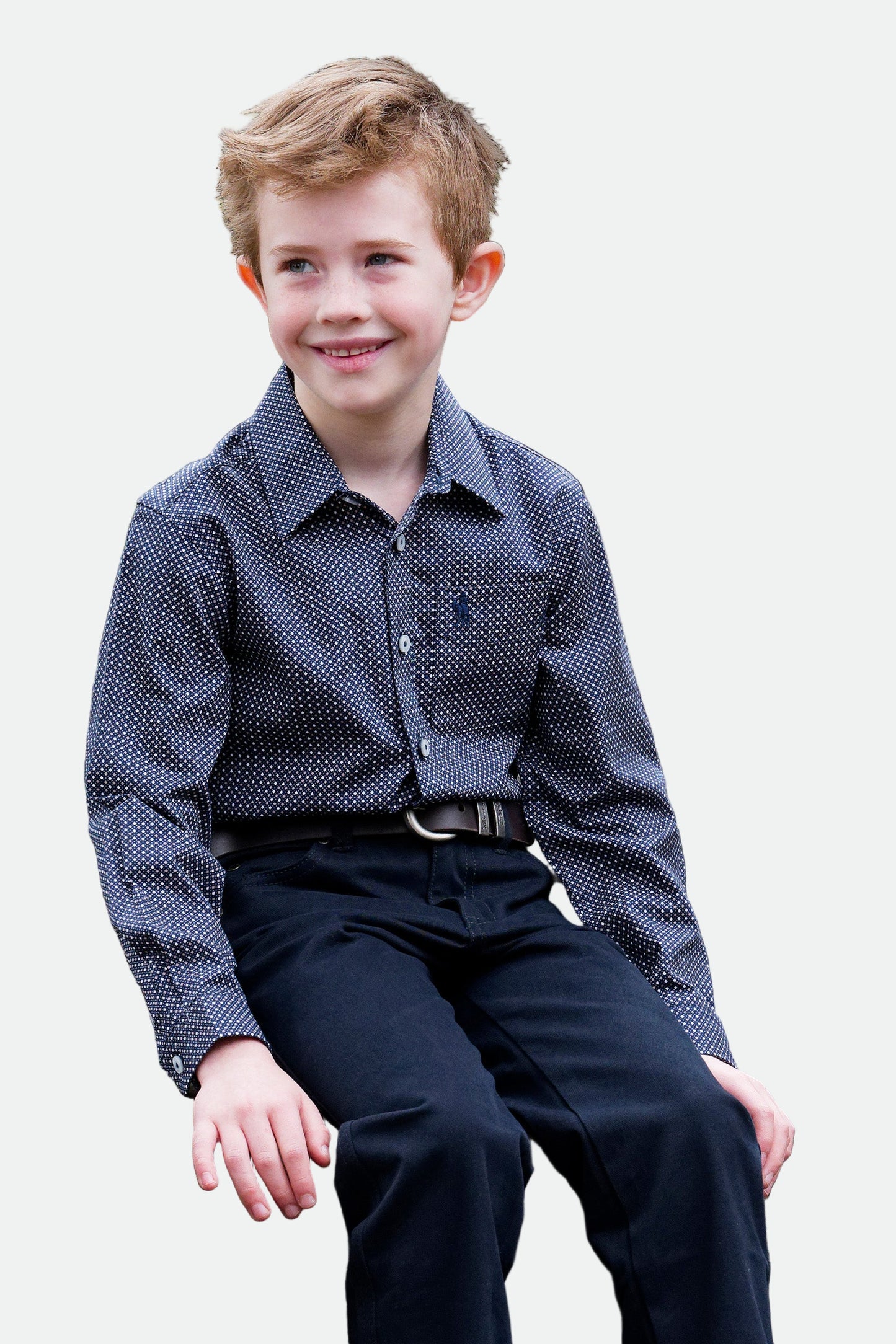 Thomas Cook BOYS ARLO 1PKT LS SHIRT - NAVY/TAN