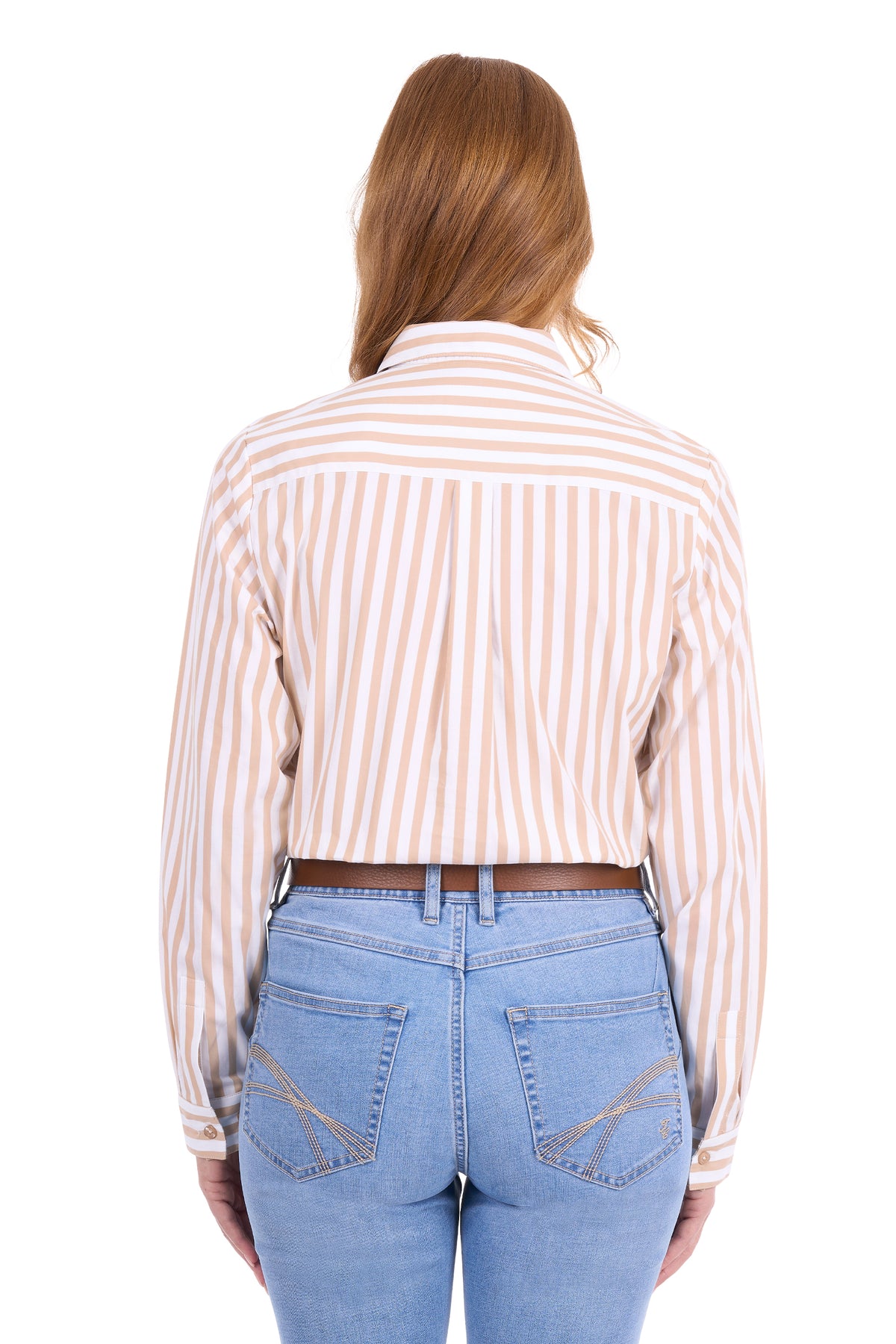 Thomas Cook Women’s Ellie Long Sleeve Shirt – Tan/White