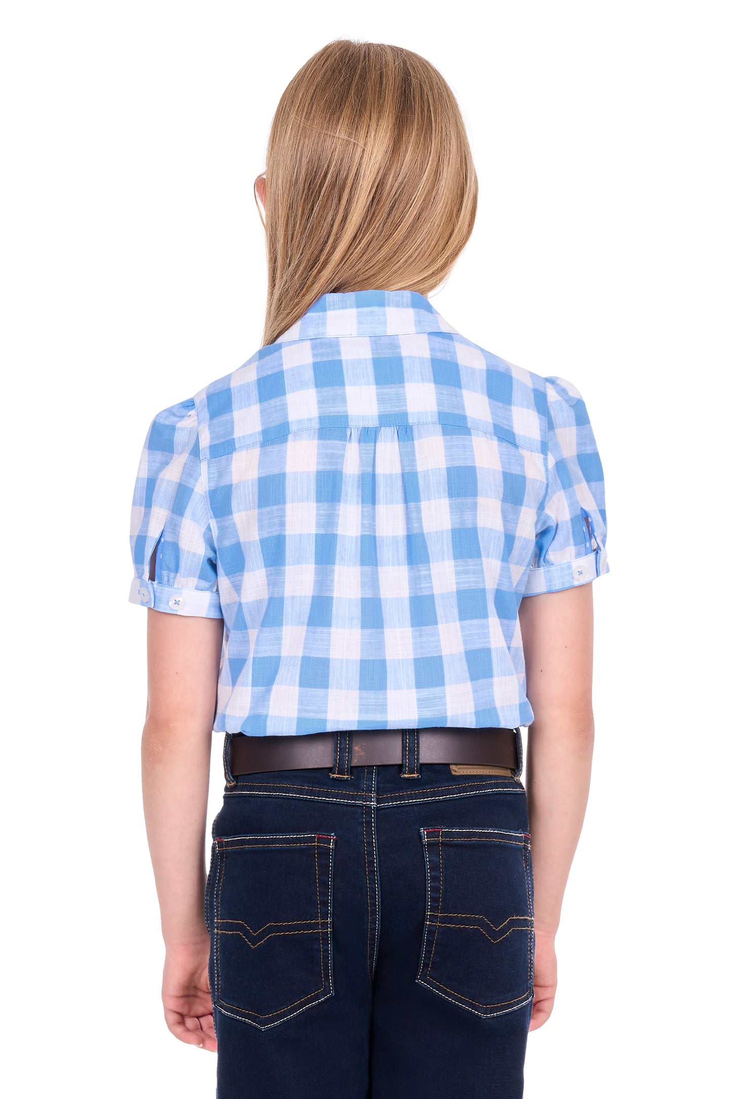Thomas Cook Girls Wren Short Sleeve Shirt - Blue/White
