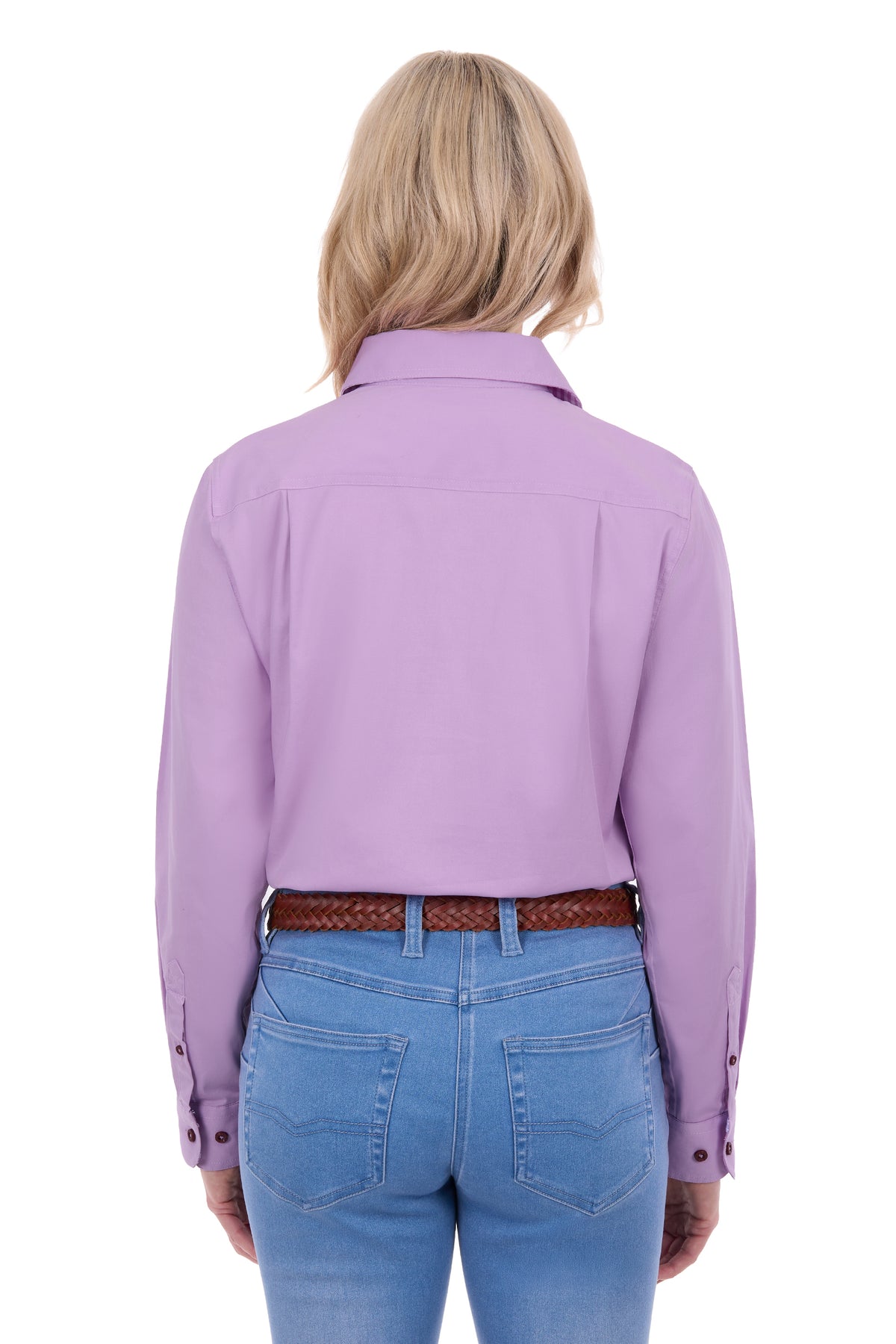 Thomas Cook Women's Stretch Drill Half Button L/S Work Shirt - Lilac