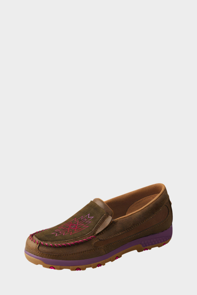 TWISTED X WOMENS STITCH CELLSTRETCH MOCS SLIP ON (BOMBER/ROSE)