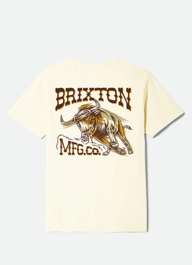 Brixton Men's Barquero Short Sleeve Standard T-Shirt - Cream