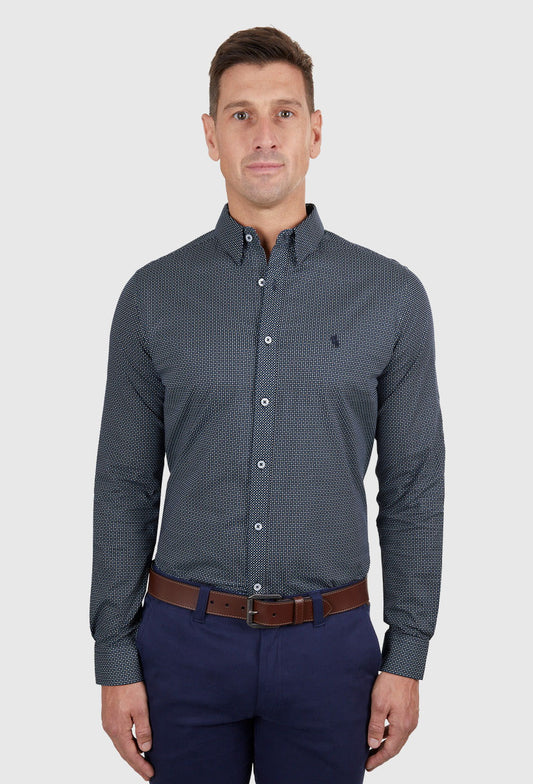 THOMAS COOK MENS CADE TAILORED L/S SHIRT (NAVY/BLUE)