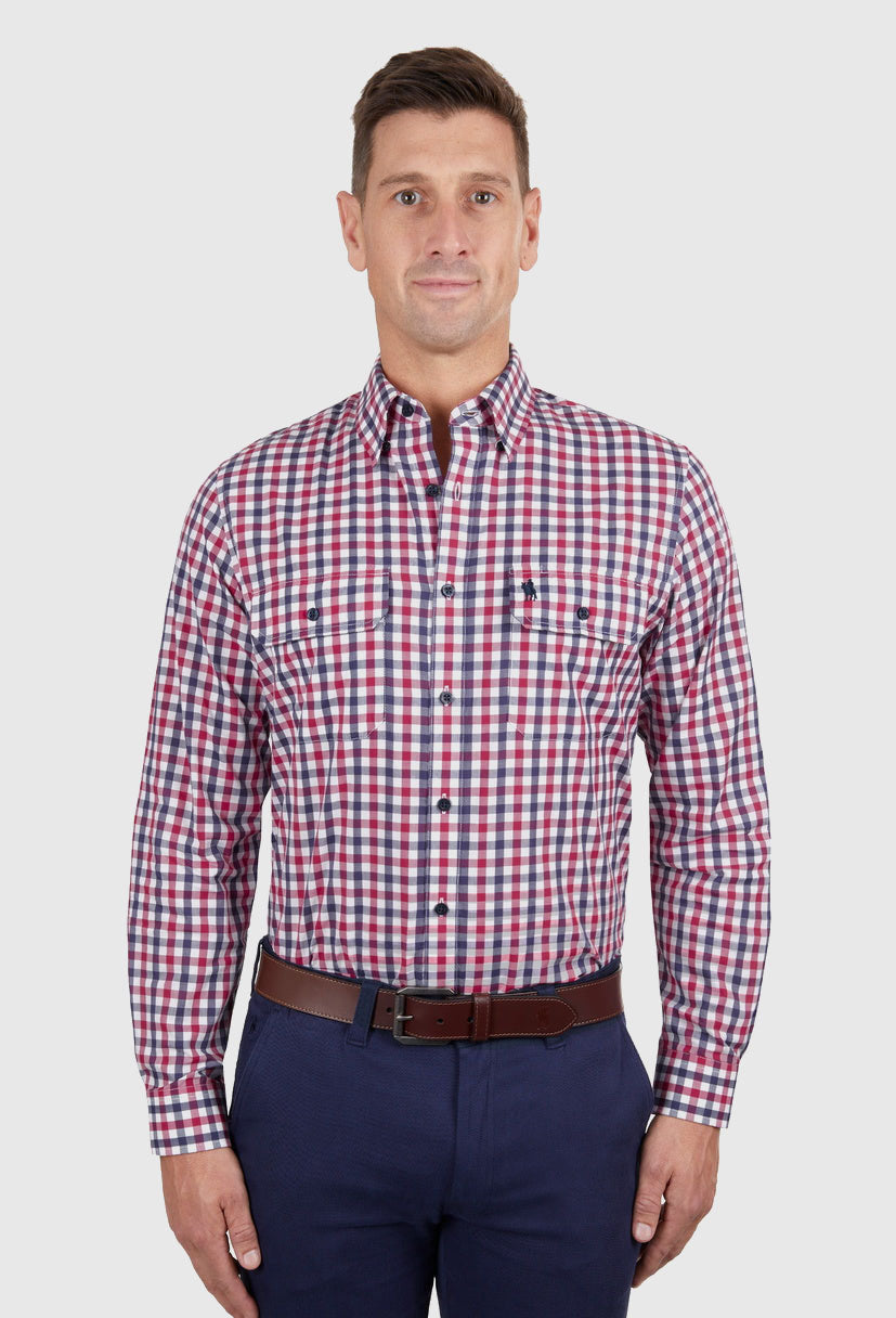 THOMAS COOK MENS KYLE 2-POCKET L/S SHIRT (BLUE/RED)