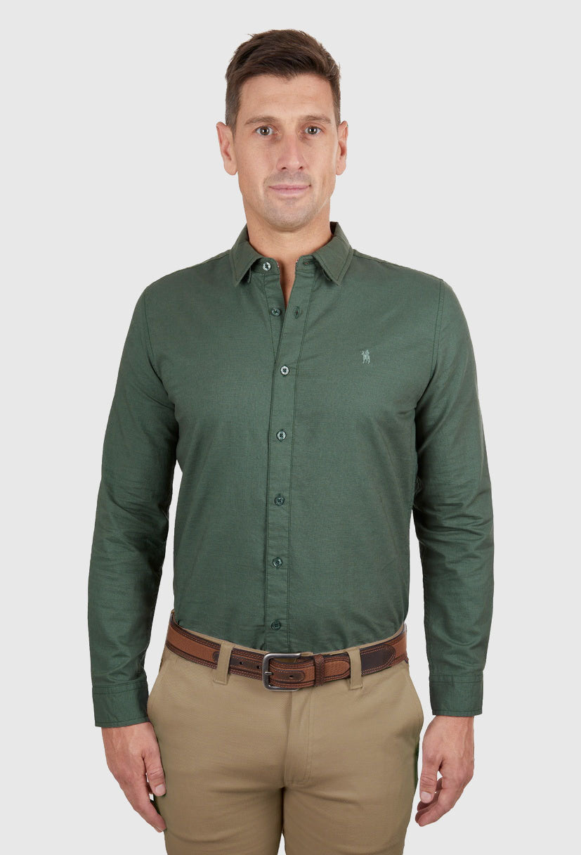 THOMAS COOK MENS LINEN TAILORED L/S SHIRT (GREEN)