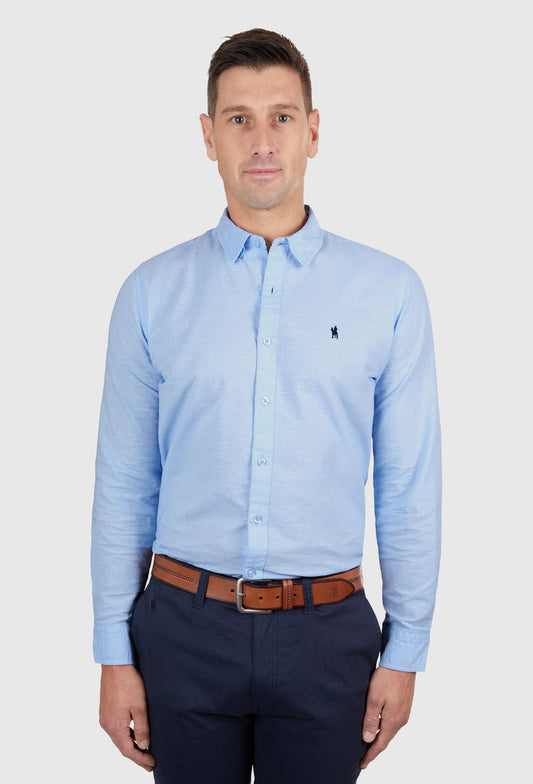 THOMAS COOK MENS LINEN TAILORED L/S SHIRT (LIGHT BLUE)