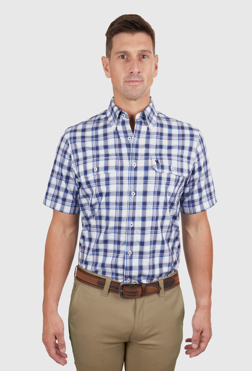 THOMAS COOK MENS LUKE 2 POCKET S/S SHIRT (NAVY/BLUE)