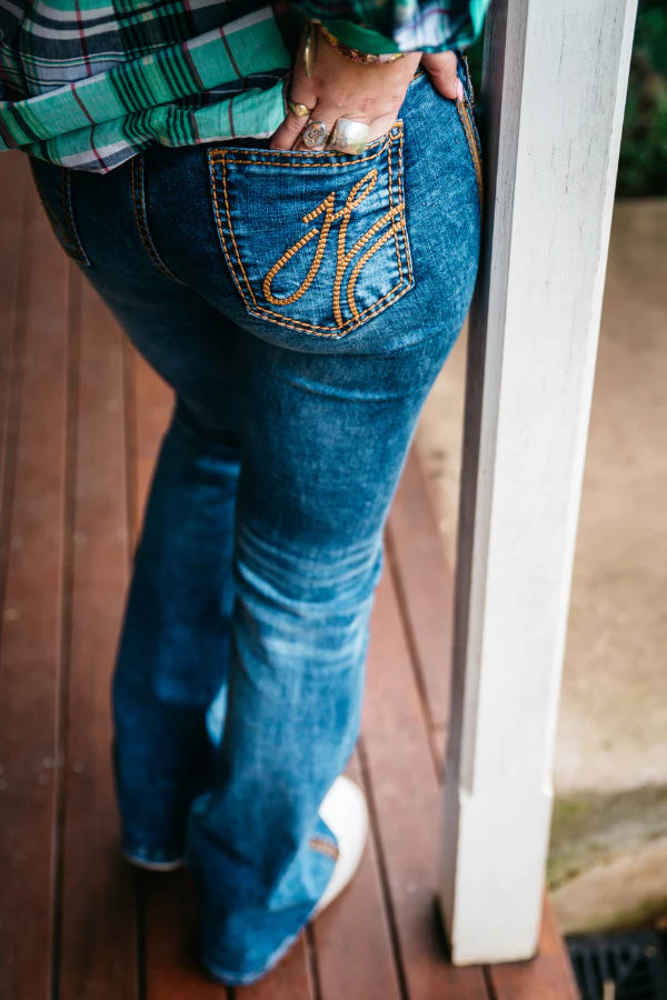 Hitchley & Harrow Comfort Cut High Rise - SR2161 "Greeley" Tan Stitch Jeans 35 Leg