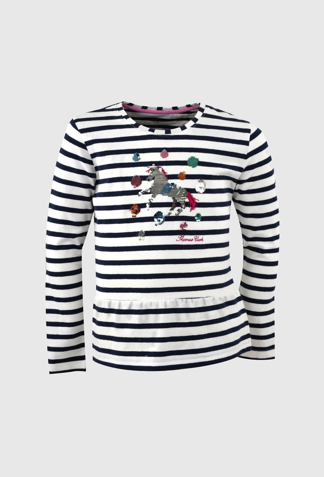 Thomas Cook Girls Frill Hem L/S Tee (Blue/White) - SALE