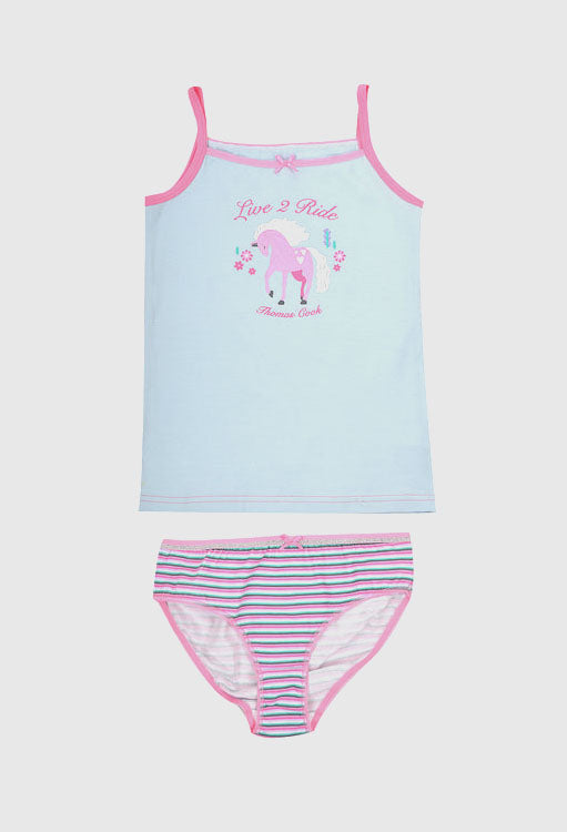 Thomas Cook Girls Singlet/Undies 2 Pack (Purple Stripes)