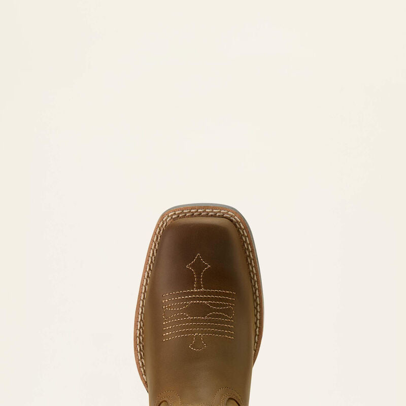 Ariat Youth Tombstone Wide Square Toe Western Boot - Distressed Brown