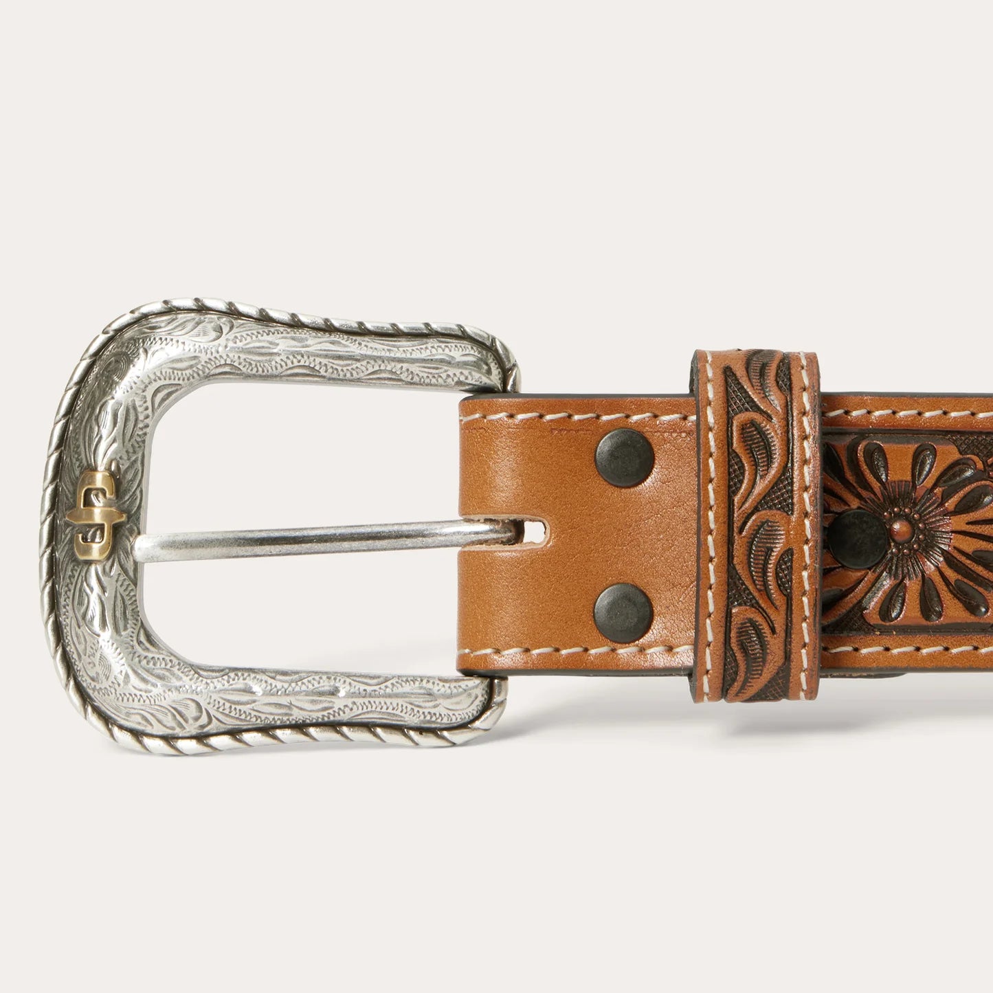 Stetson Tooled Tab Belt - Cognac 38mm
