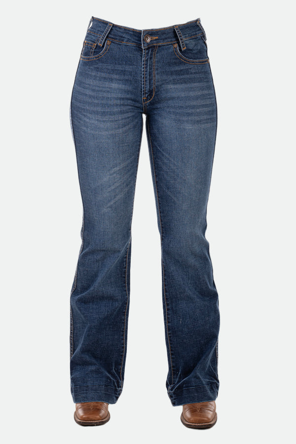 Hitchley & Harrow Trouser – Tan and White Stitch Jeans