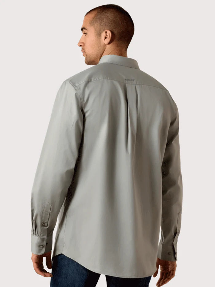 Ariat Mens Team Logo Lightweight Twill Fitted Shirt Grey