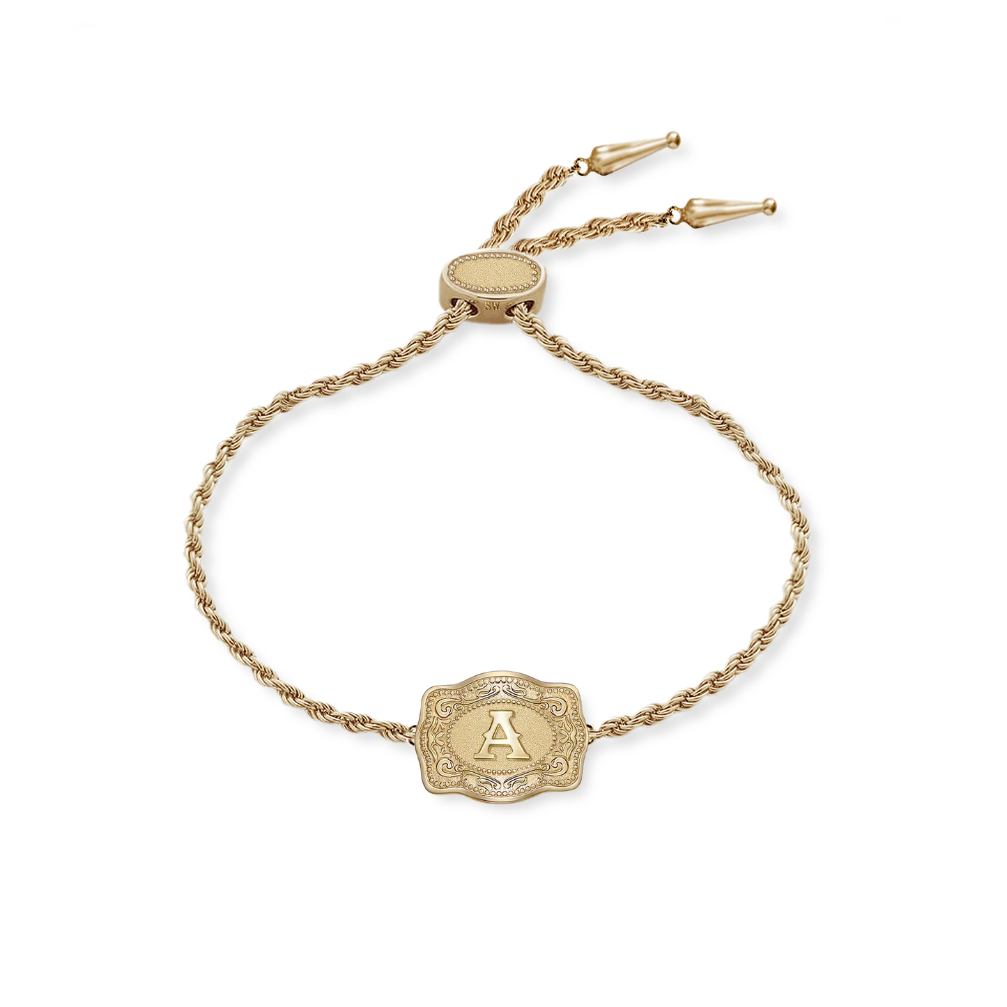 SpurWest Ultra Mini Belt Buckle Bracelet (Initial) - Gold