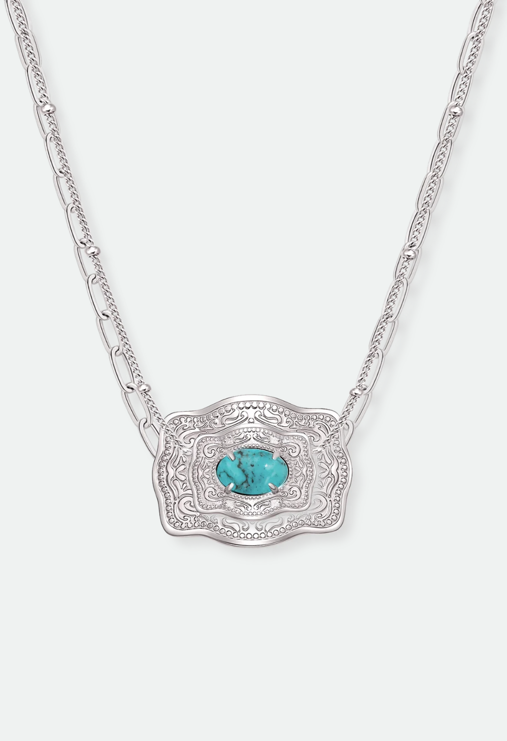 SpurWest Ultra Mini Belt Buckle Necklace (Oasis) - Silver
